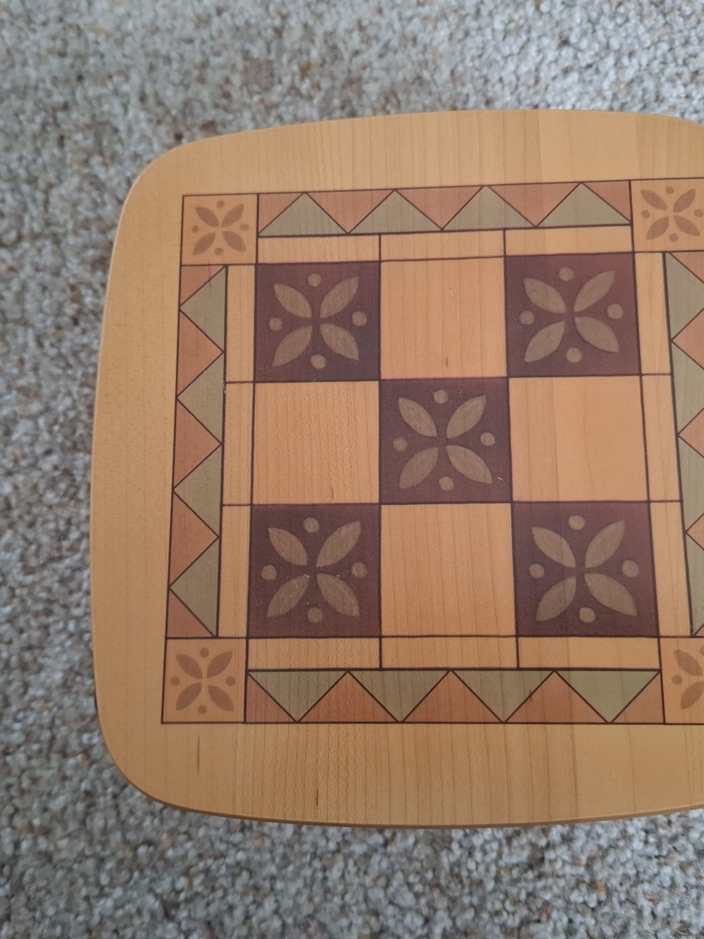 Longaberger Wooden Decorative Tic Toc Pattern Accent Top - Brown & Tan